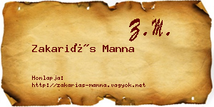 Zakariás Manna névjegykártya